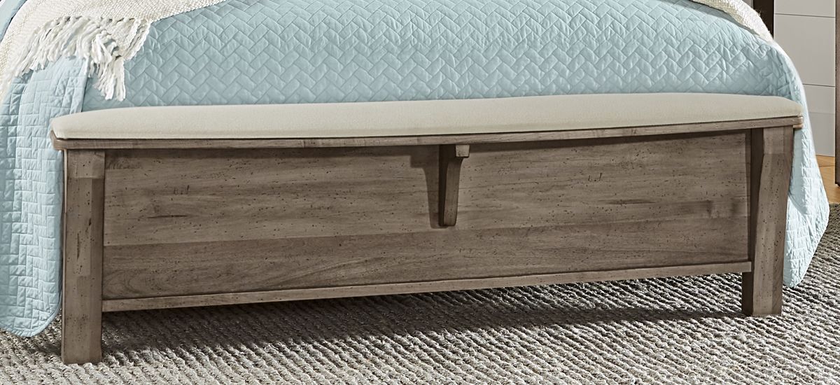 Chestnut Creek King Sleigh Bed with Bench Footboard Pewter 161663366