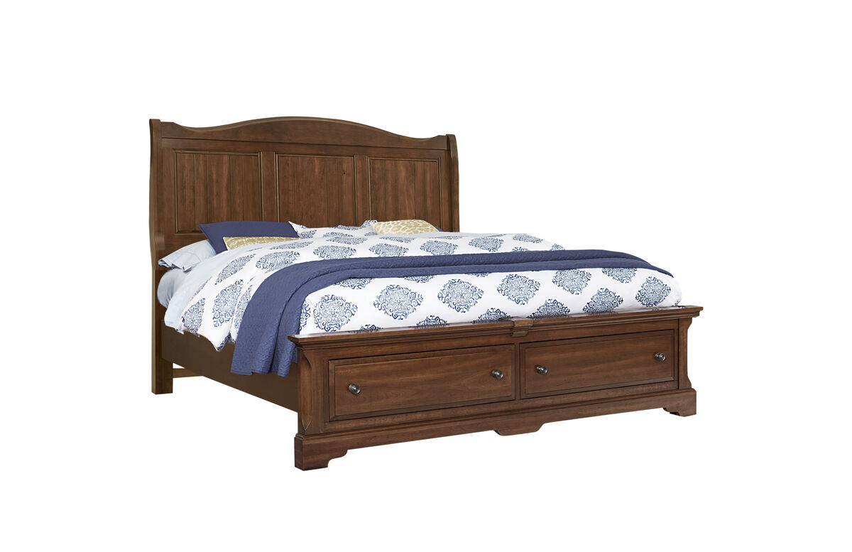 Heritage Queen Sleigh Bed With Storage Footboard Amish Cherry 110553