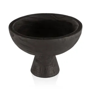 Brixton, Decorative Wood Pedestal Bowl, Black