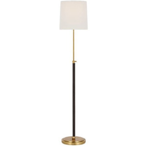 Bryant Wrapped Floor Lamp - Hand-Rubbed Antique Brass & Chocolate Leather