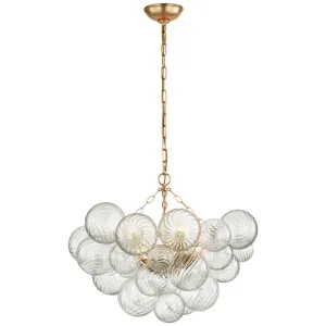 Talia Medium Chandelier - Grid & Clear Swirled Glass
