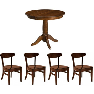 Addison Single Pedestal Table w/4 Hawthorn Side Chairs