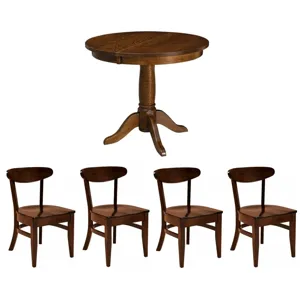 Addison Single Pedestal Table w/4 Hawthorn Side Chairs