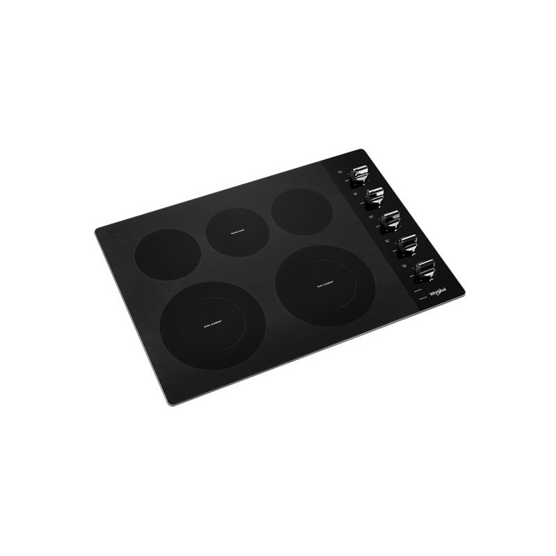 30inch Electric Ceramic Glass Cooktop with Two Dual Radiant Elements WCE77US0HB by Whirlpool at