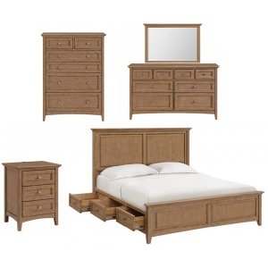 McKenzie 5PC King Premier Storage Bedroom Set - Pecan