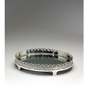 Mirrored And Footed Oval Tray