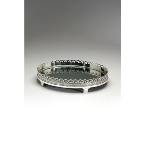 Mirrored And Footed Oval Tray