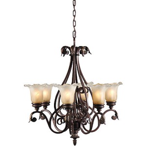 Glass And Iron Chandelier