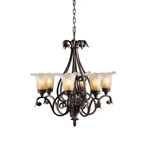 Glass And Iron Chandelier