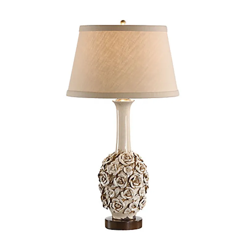 Delicate White Roses Lamp