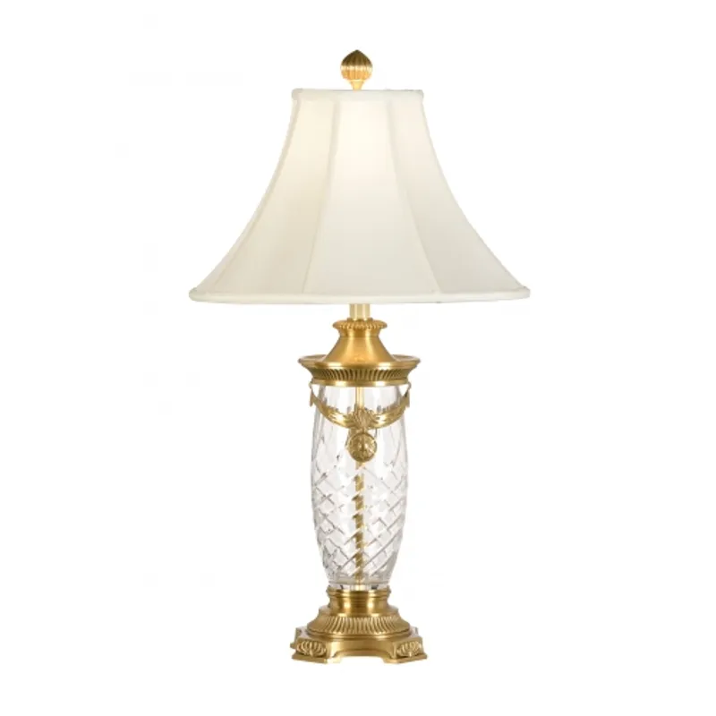 Brass Draped Crystal Lamp