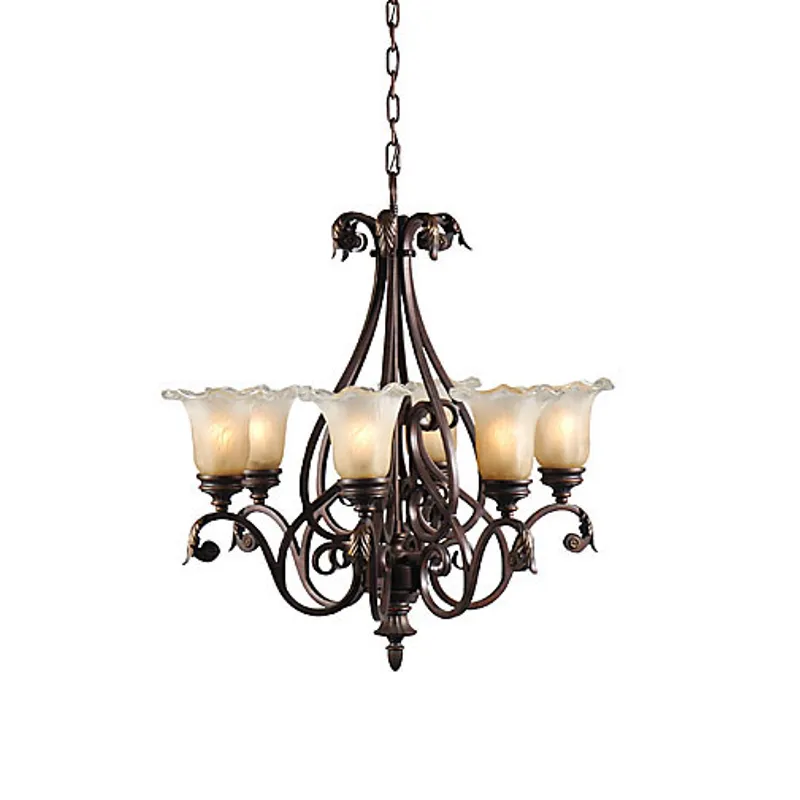Glass And Iron Chandelier