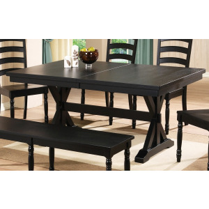 Quails Run 84" Trestle Table with 18" Butterfly Leaf - Ebony