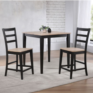 Bay City 3 PC Tall Dining Set - Nature/Ebony
