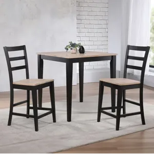 Bay City 3 PC Tall Dining Set - Nature/Ebony