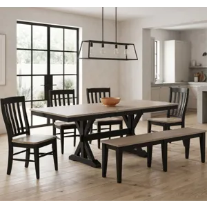 Brookhaven 78&rdquo; Trestle Table w/ 18&rdquo; Butterfly Leaf - Natural Ebony