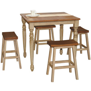 Quails Run 5 PC Tall Dining Set - Almond/Wheat