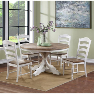 Augusta 5 PC Dining Set - Rustic Brown/White