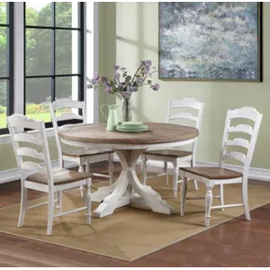 Augusta 5 PC Dining Set - Rustic Brown/White