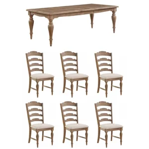 Augusta 7 PC Dining Set - Rustic Brown