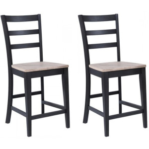 Bay City Ladder Back Barstool - Nature/Ebony - Set of 2