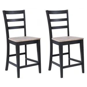 Bay City Ladder Back Barstool - Nature/Ebony - Set of 2