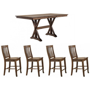 Carmel 5 PC Dining Set - Rustic Brown