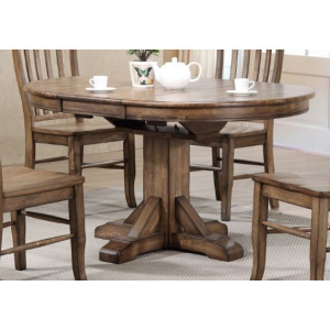 Carmel 57" Pedestal Table w/ 15" Butterfly Leaf - Rustic Brown