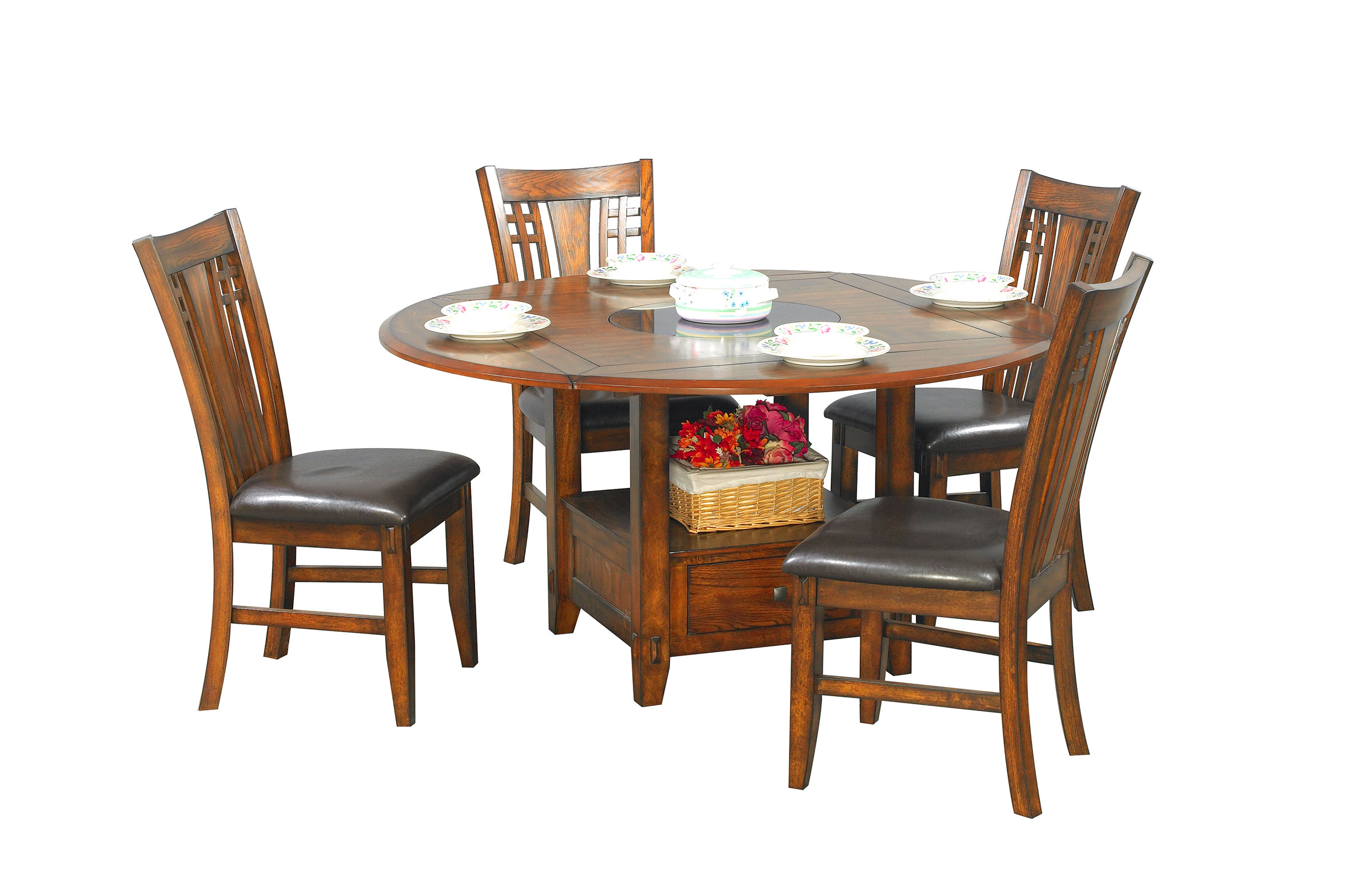 5 Piece Dining Set w/ Lazy Susan PKGWINDZH426 by Winners Only at The