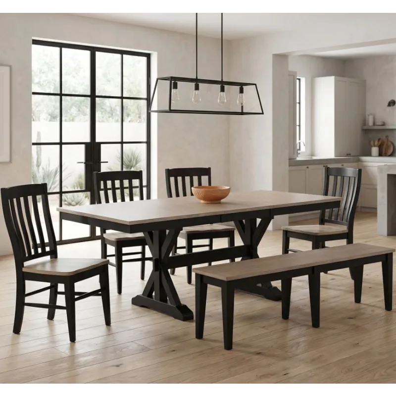 Brookhaven 78&rdquo; Trestle Table w/ 18&rdquo; Butterfly Leaf - Natural Ebony