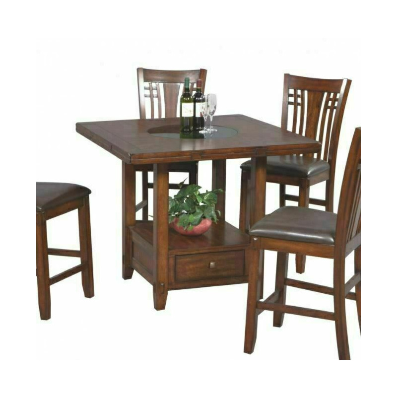 Zahara 60" Round Table with Granite Lazy Susan (36" H) at Designer