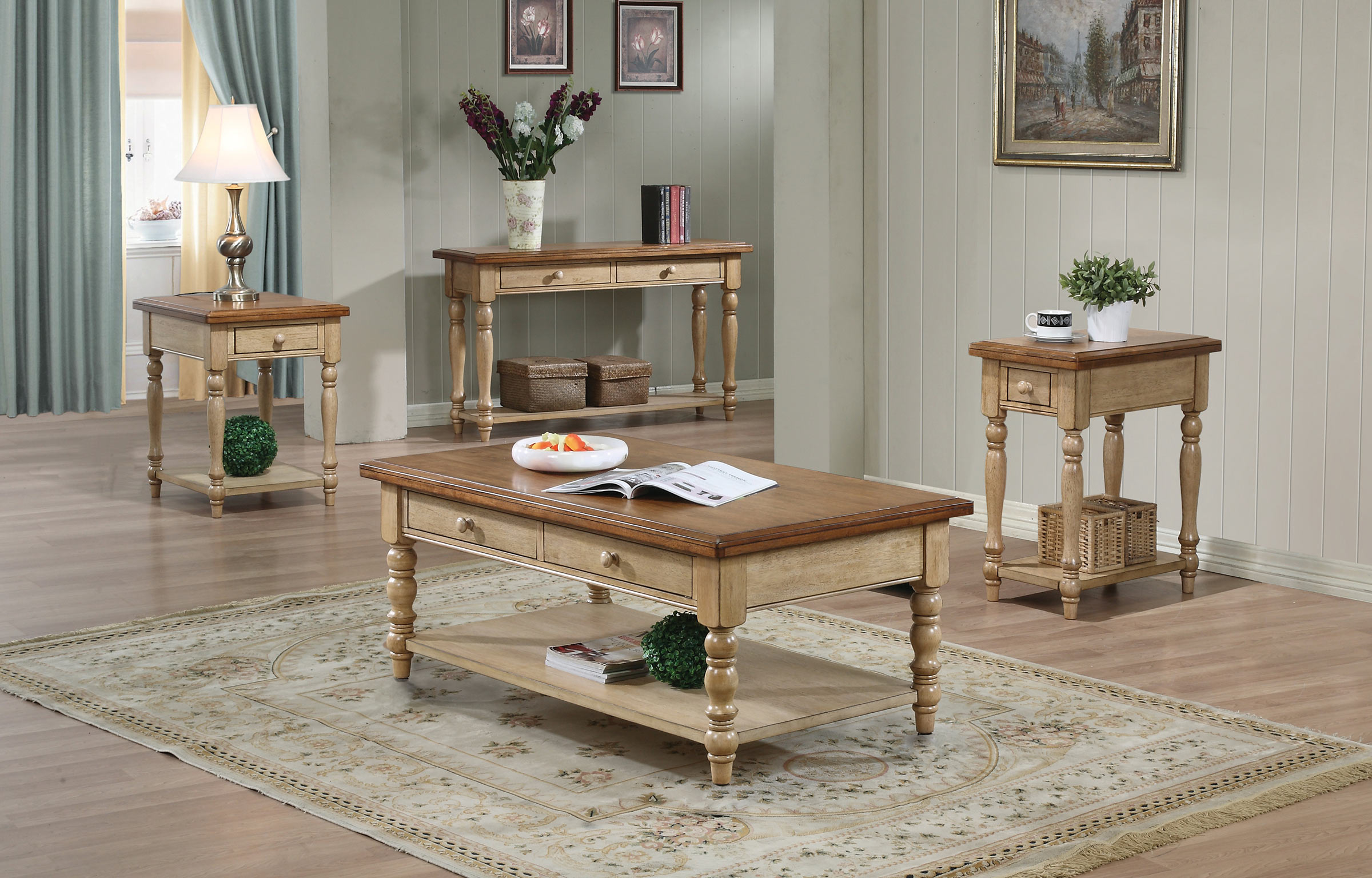 2Drawer Coffee Table, 1Drawer End Table, 2Drawer Sofa Table and 1