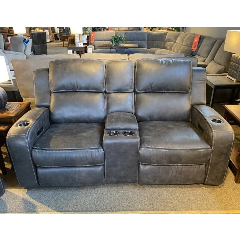 Grey 3 PC Power Reclining Loveseat w/Console 700863PCLSOLDB by WMAS