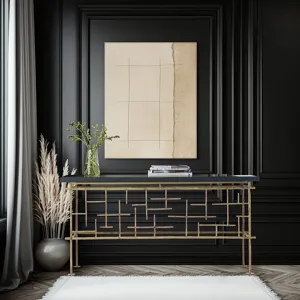 Aurelio Console in Espresso and Forged Distressed Brass
