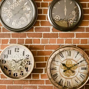 Black Round Gear Clock
