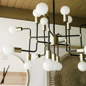 17 Light Chandelier in Black Stainless Finish