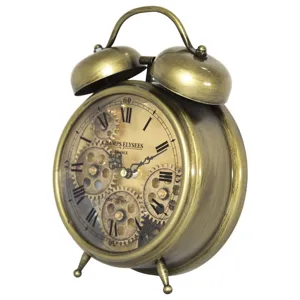 Aged Bronze and Brass Gears Table Clock