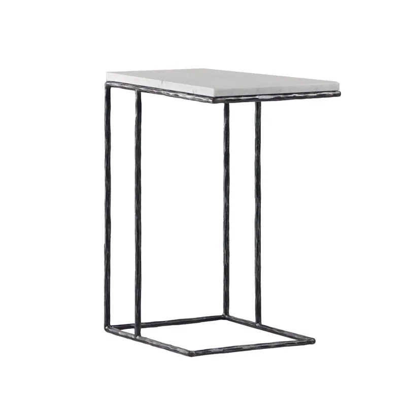 Akira Side Table with Marble and Steel Forged Iron
