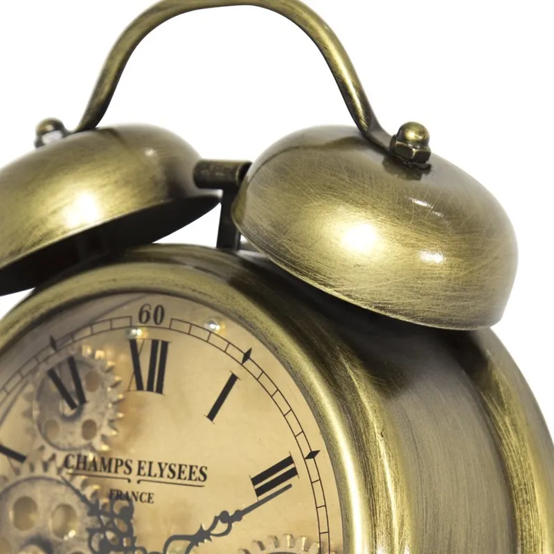 Aged Bronze and Brass Gears Table Clock