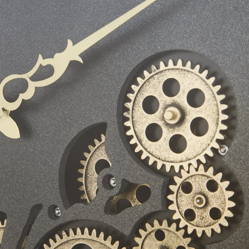 Black Round Gear Clock