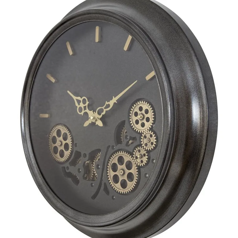 Black Round Gear Clock